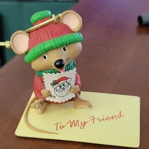 Hallmark Festive Mouse Ornament with Santa Card